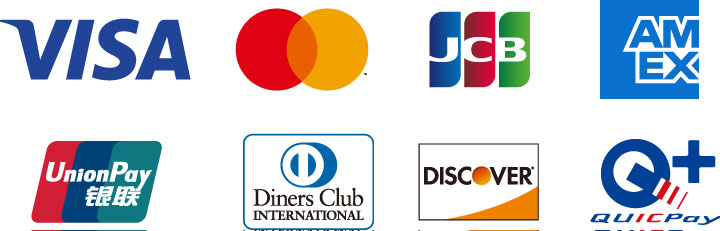 VISA,オリコ,JCB,アメックス,UnionPay,ダイナースクラブ,DISCOVER,QUICPay